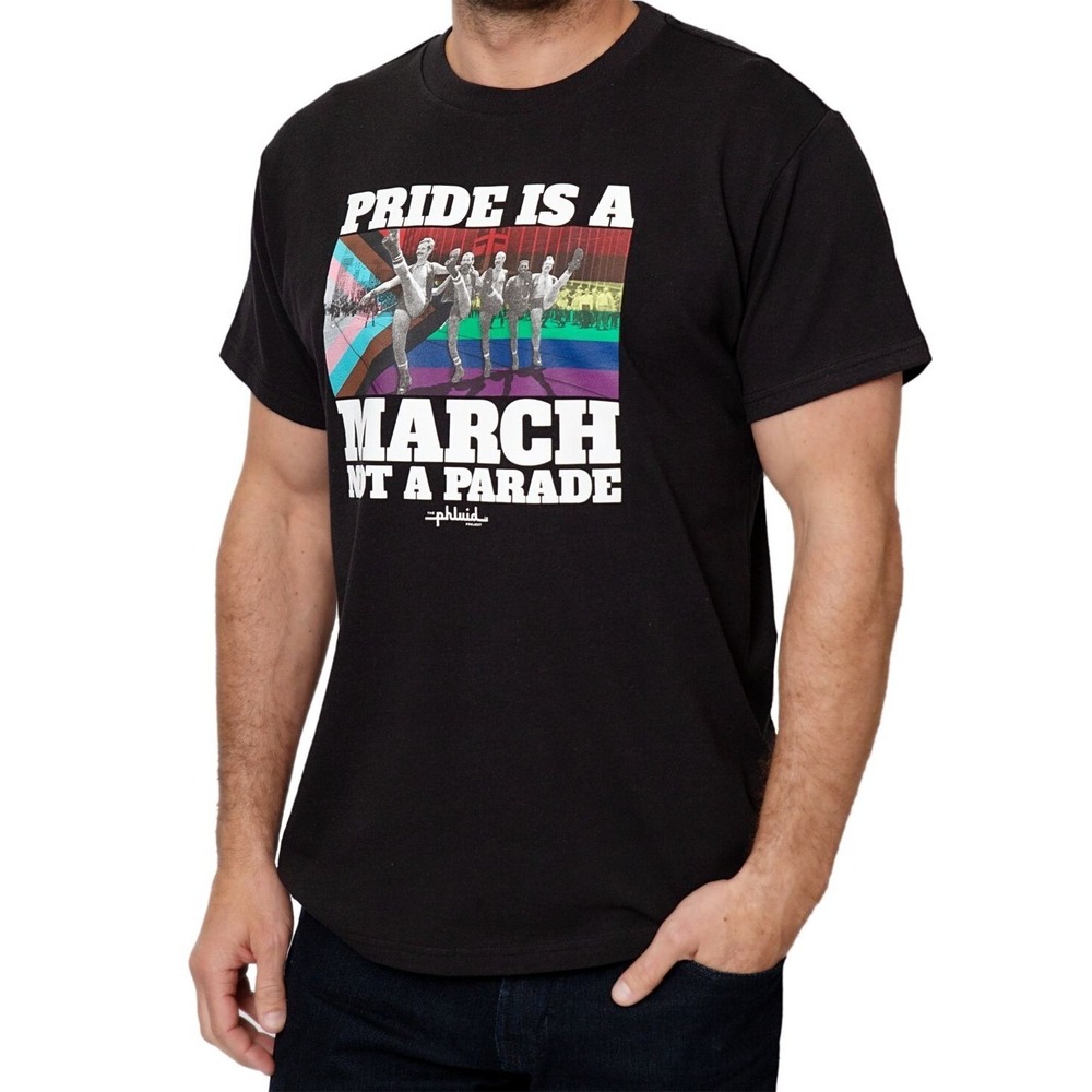 The Phluid Project Pride Is A March Not A Parade Black Graphic T-Shirt‎ XL NWT